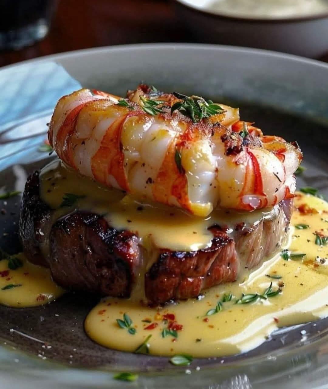 Surf and Turf: Grilled Fillet with Lobster Tail and Béarnaise Sauce